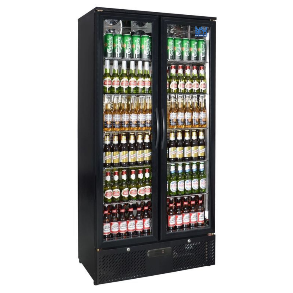 Free Metro Shipping Tropical Rated Triple Glazed Double Door Commercial 458ltr Upright Wine Bar Fridge Black