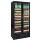 Tropical Rated Triple Glazed Double Door Commercial 458ltr Upright Wine Bar Fridge Black