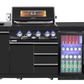 Kingsley 4 Burner Non Wok Black Stainless Steel BBQ Kitchen Package Inc 2x Storage Cupboards