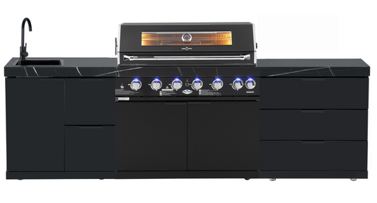 Rockpool Black 6B Outdoor BBQ Kitchen Package with Sink & Draw Combo Module