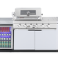 4-Burner + Wok SS Built-In BBQ Outdoor Kitchen with Sink & Fridge Combo + Storage Cabinet - Rockpool White