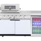 4-Burner + Wok SS Built-In BBQ Outdoor Kitchen with 208L Bar Fridge - Rockpool White