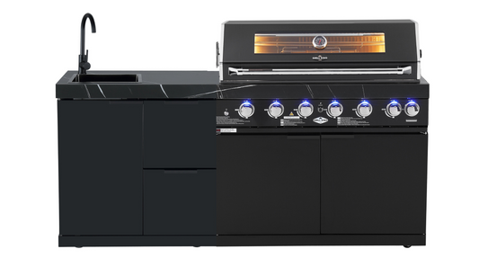 Rockpool Black 6B Outdoor BBQ Kitchen Package with Sink & Draw Combo Module