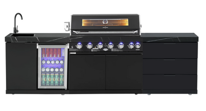 test rey 1 Rockpool Black 6B Outdoor BBQ Kitchen Package with Sink & Fridge Combo Module