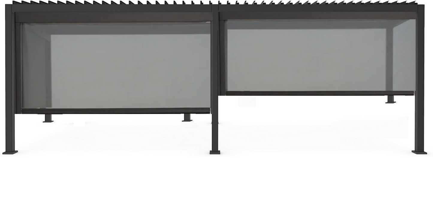 GazeboMate Combo Deal: Charcoal 3.6M x 7.2M Louvered Gazebo + Charcoal Privacy Screen