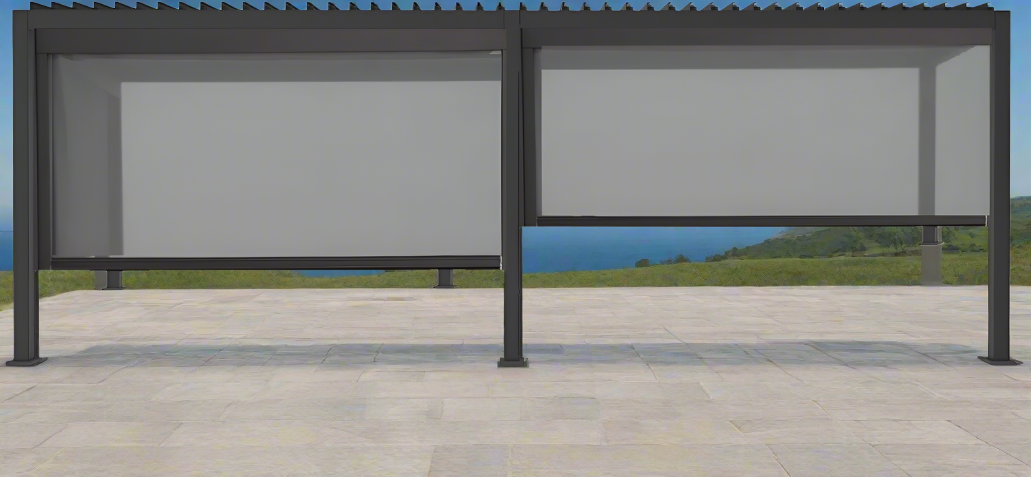 GazeboMate Combo Deal: Charcoal 3.6M x 7.2M Louvered Gazebo + Charcoal Privacy Screen