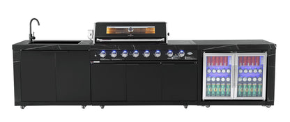 test rey 1 Rockpool Black XL 6B + Wok : Designer Outdoor Kitchen BBQ Package With Fridge, Sink, Rotisserie & BBQ Covers.