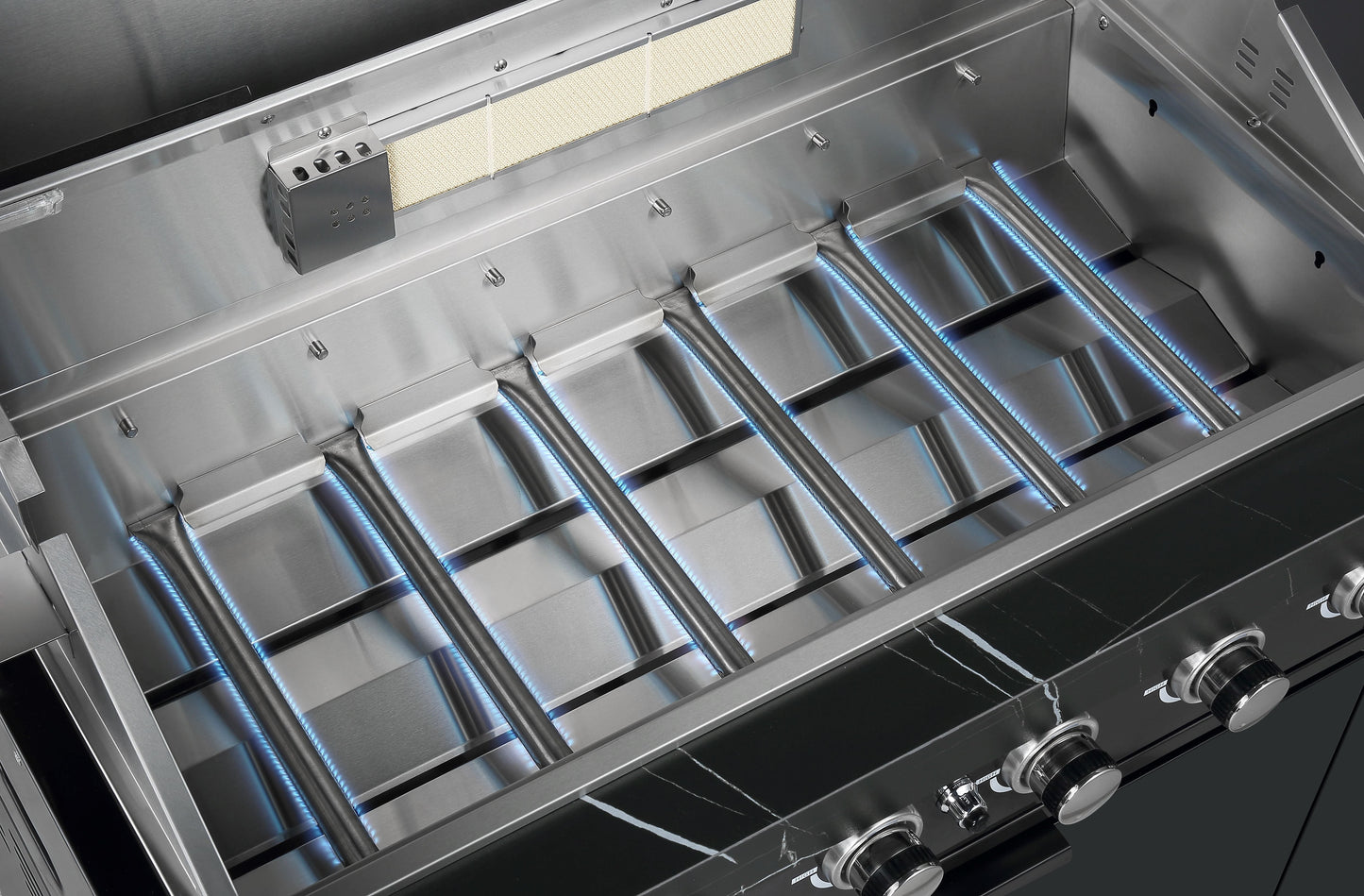 2.4M Rockpool 4B: Designer Black Outdoor BBQ Kitchen Package inc Fridge, Sink Rear Infrared