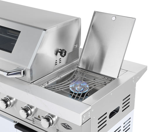 Rockpool White 6B + 21” Kamado Smoker : Designer Outdoor Kitchen BBQ Package Inc Wok Burner, Fridge, Sink