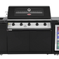 Rockpool Black BBQ Kitchen Package Suit Beefeater 5 Burner 1200, Fridge And Sink Outdoor BBQ Kitchen Package