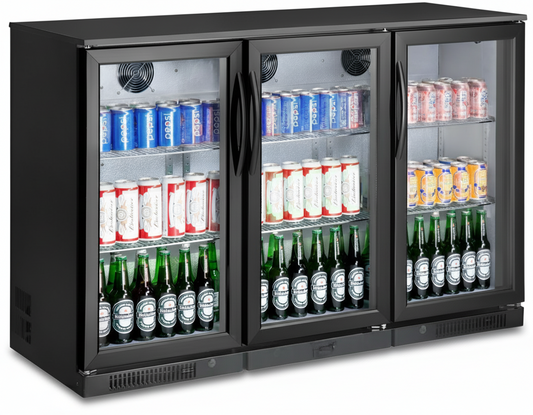 Free Metro Shipping Tropical Rated Triple Glazed 318L 3-Door Commercial Wine Bar Fridge Chiller Can Cooler Mini Freezer in Black