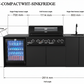 Grill King Signature Series Outdoor BBQ Kitchen Package – Rockpool White Stone Bench-Top, White Aluminium Cabinets | 6-Burner Built-In BBQ + Rotisserie + 150L Outdoor Fridge