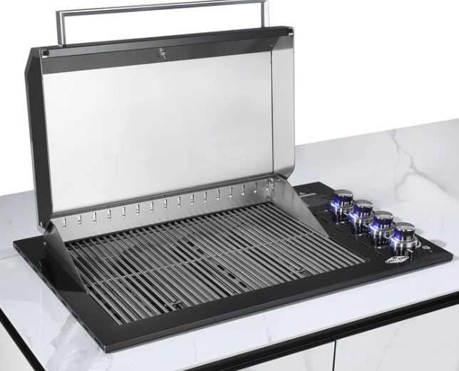 Grill King Slimline 4 Burner Drop In BBQ | Black Stainless Steel