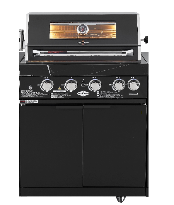Rockpool 4B: Designer Black Outdoor BBQ Kitchen Package inc 2 Door 208L Fridge + Sink/Drawer Module