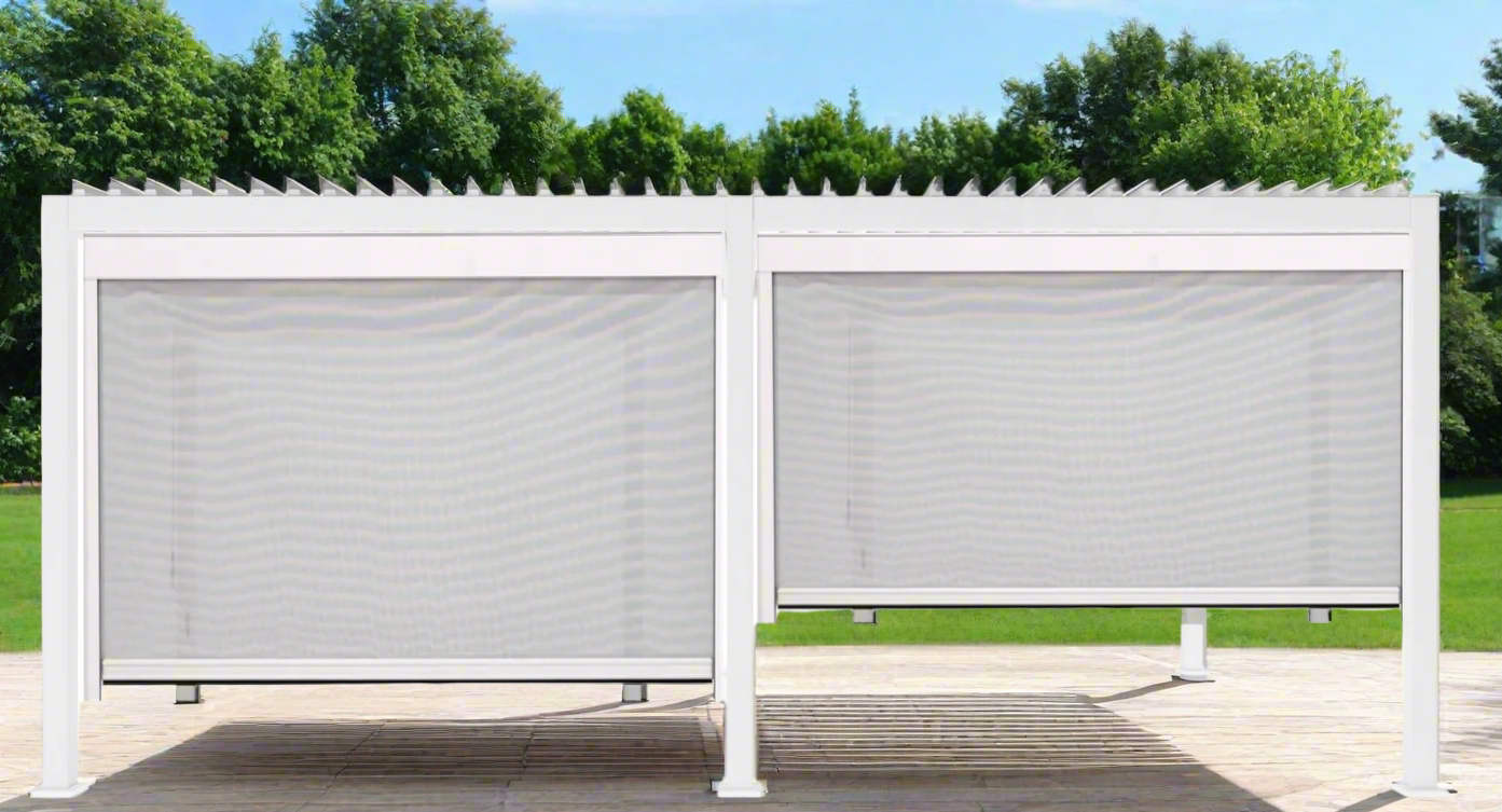 GazeboMate Combo Deal: White 3.6M x 7.2M Louvered Gazebo + White Privacy Screen