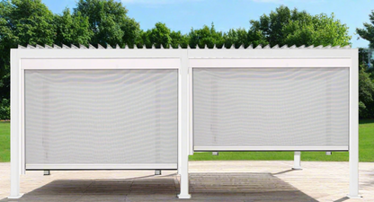 test rey 1 GazeboMate Combo Deal: White 3.6M x 7.2M Louvered Gazebo + White Privacy Screen