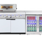 Rockpool White 4B + Wok: Designer Outdoor BBQ Kitchen Package Inc 2DR Fridge, 2DR Sink, 3 Draw Storage, Rear Infrared