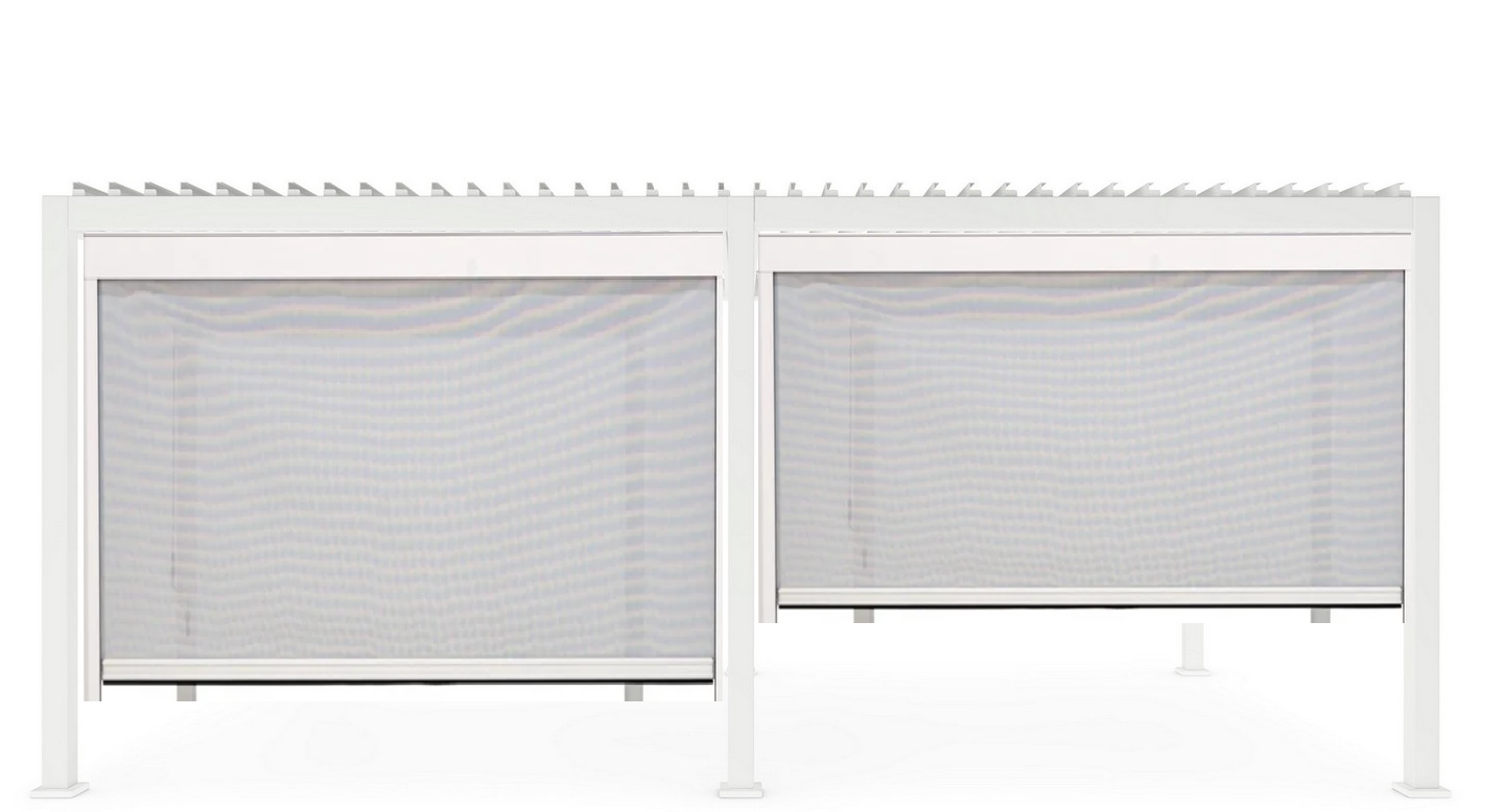 GazeboMate Combo Deal: White 3.6M x 7.2M Louvered Gazebo + White Privacy Screen