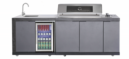 test rey 1 Deep Charcoal 6B Drop In BBQ Kitchen Package Inc sintered stone benchtops, Aluminium Cabinets, Weather Resistant, Fridge & Sink