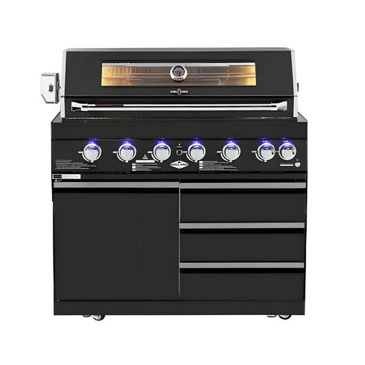 Kingsley 6 Burner Non Wok Black Stainless Steel BBQ Module (BBQ Only Fridge Sink Sold Seperate)