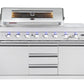 Hurricane 6-Burner Outdoor Kitchen 304 Stainless Steel BBQ Package Inc Triple Fridge, Sink, 3 Drawer Storage, Side Wok & Rear Infrared Burner