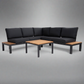 Outdoor Havana Package In Black - Outdoor Aluminum & Acacia Modular Corner Lounge Black Aluminium with Black Fabric