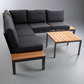 Outdoor Havana Package In Black - Outdoor Aluminum & Acacia Modular Corner Lounge Black Aluminium with Black Fabric