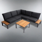 Outdoor Havana Package In Black - Outdoor Aluminum & Acacia Modular Corner Lounge Black Aluminium with Black Fabric