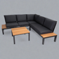 Outdoor Havana Package In Black - Outdoor Aluminum & Acacia Modular Corner Lounge Black Aluminium with Black Fabric