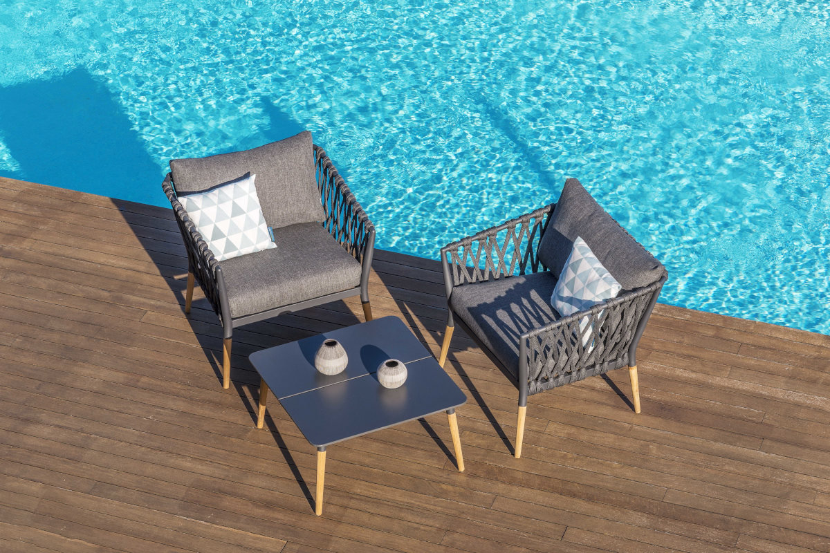 Copacabana 4 Piece Outdoor Lounge Set Aluminium Frame Roped