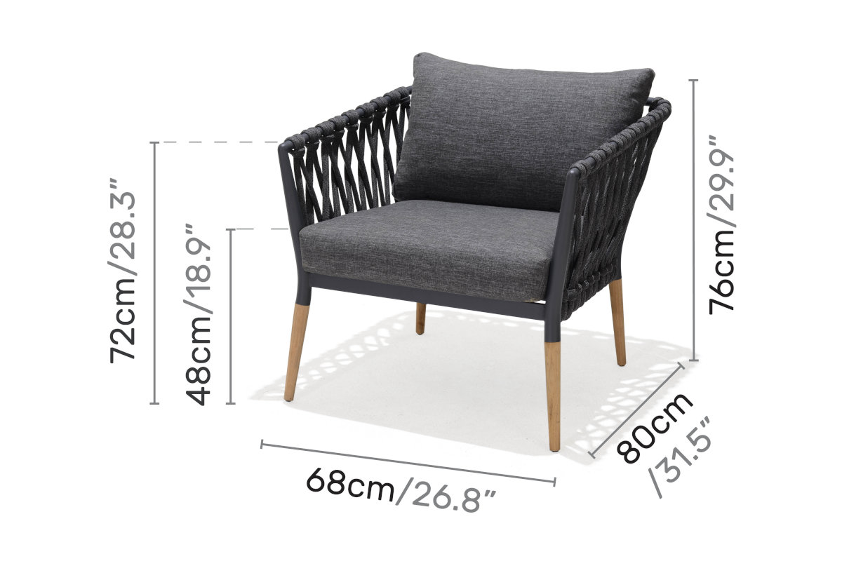 Copacabana 4 Piece Outdoor Lounge Set Aluminium Frame Roped