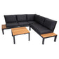 Outdoor Havana Package In Black - Outdoor Aluminum & Acacia Modular Corner Lounge Black Aluminium with Black Fabric