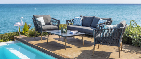 Copacabana 4 Piece Outdoor Lounge Set Aluminium Frame Roped