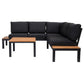 Outdoor Havana Package In Black - Outdoor Aluminum & Acacia Modular Corner Lounge Black Aluminium with Black Fabric