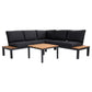 Outdoor Havana Package In Black - Outdoor Aluminum & Acacia Modular Corner Lounge Black Aluminium with Black Fabric