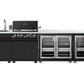 Grill King Element 4B High Grade 304 SS Outdoor BBQ Kitchen + White Stone Bench, Fridge & Sink