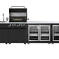 Grill King Element 4B High Grade 304 SS Outdoor BBQ Kitchen + White Stone Bench, Fridge & Sink
